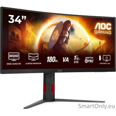 AOC | CU34G4 | 34 " | Fast VA | UWQHD | 21:9 | 180 Hz | 1 ms | 3440 x 1440 pixels | 300 cd/m² | HDMI ports quantity 2 | Black
