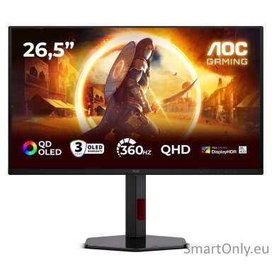 AOC Q27G4SDR | 27 " | QD-OLED | QHD | 16:9 | 360 Hz | 0.03 ms | 2560 x 1440 pixels | 1000 cd/m² | HDMI ports quantity 2 | Black AOC Q27G4SDR | 27 " | QD-OLED | QHD | 16:9 | 360 Hz | 0.03 ms | 2560 x 1440 pixels | 1000 cd/m² | HDMI ports quantity 2 | Black