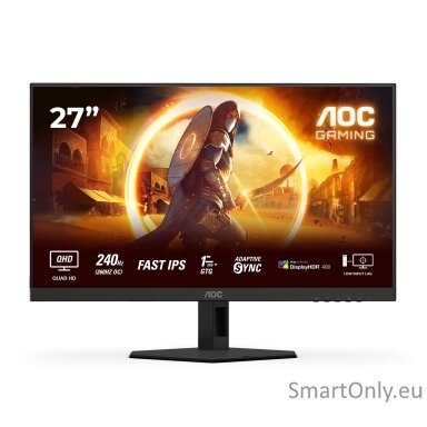 AOC | Q27G4ZR | 27 " | Fast IPS | QHD | 16:9 | 240 Hz | 1 ms | 2560 x 1440 pixels | 400 cd/m² | HDMI ports quantity 2 | Black