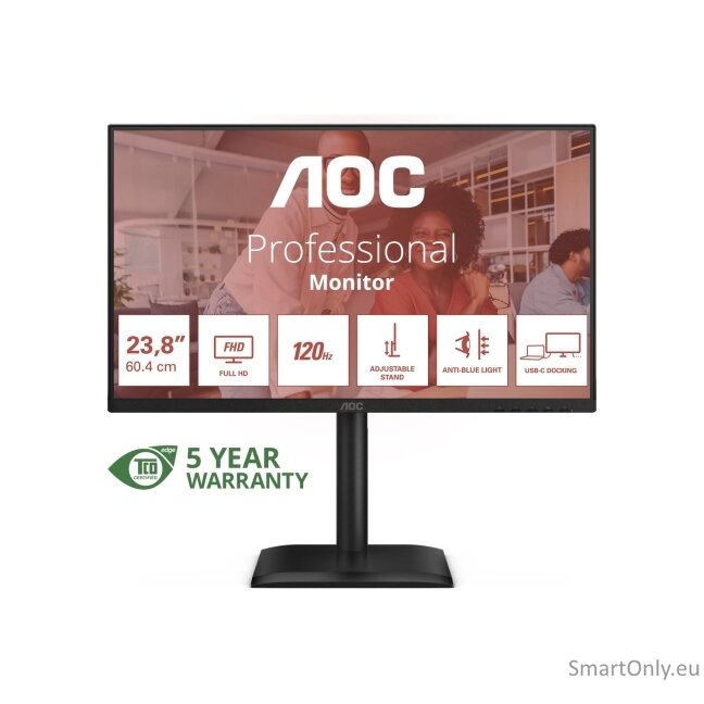 AOC | 24E4CV | 23.8 " | IPS | FHD | 16:9 | 120 Hz | 4 ms | 1920 x 1080 pixels | 300 cd/m² | Black 3 AOC | 24E4CV | 23.8 " | IPS | FHD | 16:9 | 120 Hz | 4 ms | 1920 x 1080 pixels | 300 cd/m² | Black 3