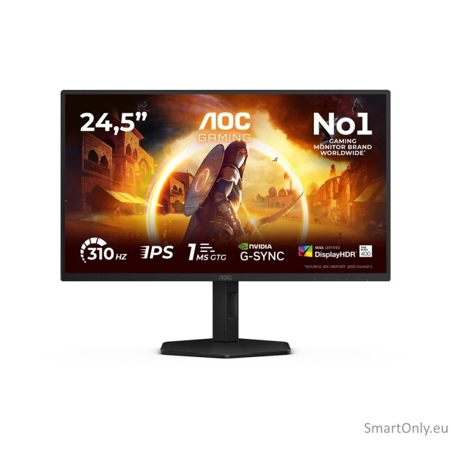 AOC | 25G4SXU | 24.5 " | IPS | FHD | 310 Hz | 1 ms | 1920 x 1080 pixels | 400 cd/m² | HDMI ports quantity 2 | Black 26 AOC | 25G4SXU | 24.5 " | IPS | FHD | 310 Hz | 1 ms | 1920 x 1080 pixels | 400 cd/m² | HDMI ports quantity 2 | Black 26