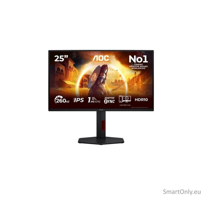 AOC | 25G4ZR | 25 " | Fast IPS | FHD | 16:9 | 240 Hz | 0.5 ms | 1920 x 1080 pixels | 300 cd/m² | HDMI ports quantity 2 | Black 16