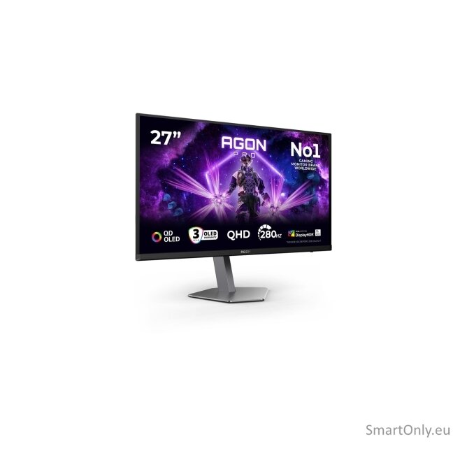 AOC | AG276QZD2 | 26.7 " | OLED | QHD | 16:9 | 240 Hz | 0.03 ms | 2560 x 1440 pixels | 250 cd/m² | HDMI ports quantity 2 58 AOC | AG276QZD2 | 26.7 " | OLED | QHD | 16:9 | 240 Hz | 0.03 ms | 2560 x 1440 pixels | 250 cd/m² | HDMI ports quantity 2 58