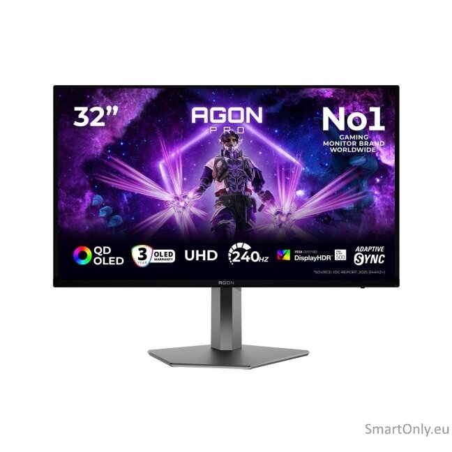 AOC | AG326UZD2 | 32 " | QD-OLED | UHD | 16:9 | 240 Hz | 0.03 ms | 3840 x 2160 pixels | 1000 cd/m² | HDMI ports quantity 1 | Black 8