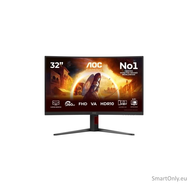 AOC C32G4Z | 32 " | VA | FHD | 16:9 | 240 Hz | 0.3 ms | 1920 x 1080 pixels | 300 cd/m² | HDMI ports quantity 1 | Black 17