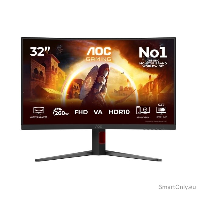 AOC C32G4Z | 32 " | VA | FHD | 16:9 | 240 Hz | 0.3 ms | 1920 x 1080 pixels | 300 cd/m² | HDMI ports quantity 1 | Black 6 AOC C32G4Z | 32 " | VA | FHD | 16:9 | 240 Hz | 0.3 ms | 1920 x 1080 pixels | 300 cd/m² | HDMI ports quantity 1 | Black 6