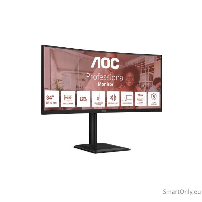 AOC CU34E4CV | 34 " | VA | 21:9 | 120 Hz | 4 ms | 3440 x 1440 pixels | HDMI ports quantity 2 | Black 12 AOC CU34E4CV | 34 " | VA | 21:9 | 120 Hz | 4 ms | 3440 x 1440 pixels | HDMI ports quantity 2 | Black 12