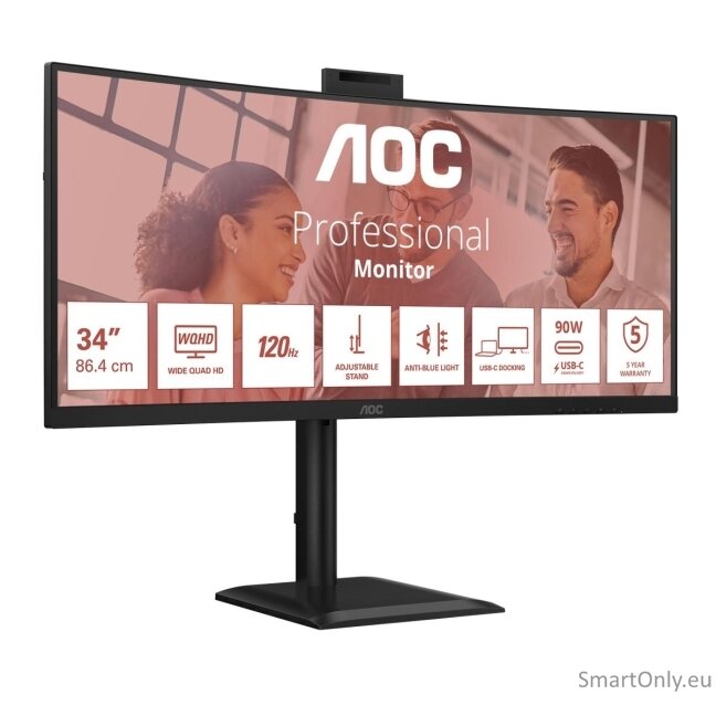 AOC | CU34E4CW | 34 " | VA | UWQHD | 120 Hz | 4 ms | 3440 x 1440 pixels | 350 cd/m² | HDMI ports quantity 2 | Black 11 AOC | CU34E4CW | 34 " | VA | UWQHD | 120 Hz | 4 ms | 3440 x 1440 pixels | 350 cd/m² | HDMI ports quantity 2 | Black 11