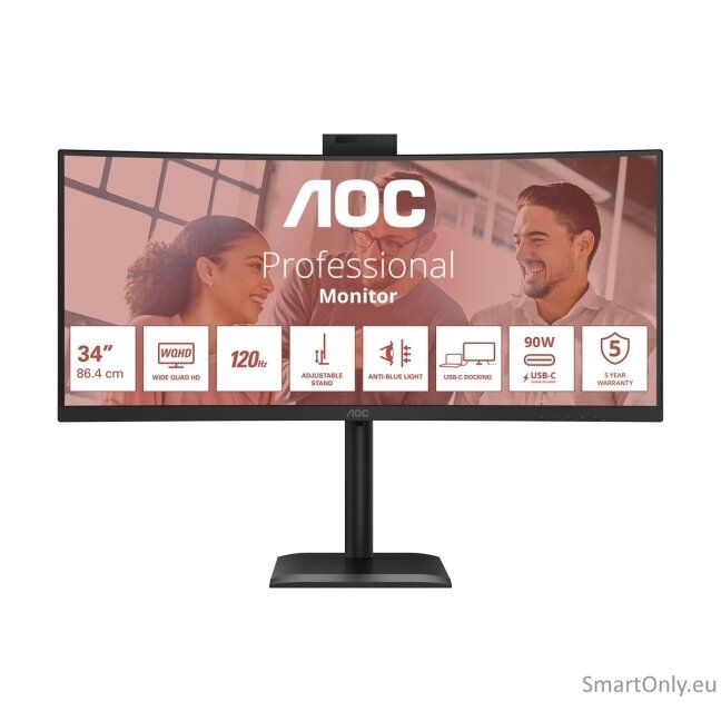 AOC | CU34E4CW | 34 " | VA | UWQHD | 120 Hz | 4 ms | 3440 x 1440 pixels | 350 cd/m² | HDMI ports quantity 2 | Black 22