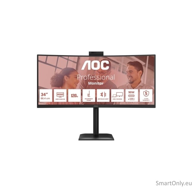 AOC | CU34E4CW | 34 " | VA | UWQHD | 120 Hz | 4 ms | 3440 x 1440 pixels | 350 cd/m² | HDMI ports quantity 2 | Black 36 AOC | CU34E4CW | 34 " | VA | UWQHD | 120 Hz | 4 ms | 3440 x 1440 pixels | 350 cd/m² | HDMI ports quantity 2 | Black 36