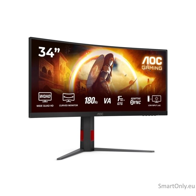 AOC | CU34G4 | 34 " | Fast VA | UWQHD | 21:9 | 180 Hz | 1 ms | 3440 x 1440 pixels | 300 cd/m² | HDMI ports quantity 2 | Black 40