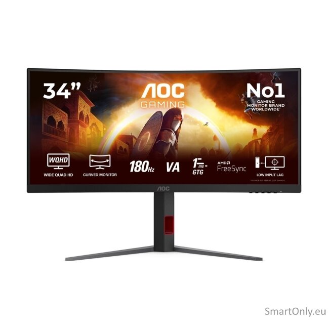AOC | CU34G4 | 34 " | Fast VA | UWQHD | 21:9 | 180 Hz | 1 ms | 3440 x 1440 pixels | 300 cd/m² | HDMI ports quantity 2 | Black 68