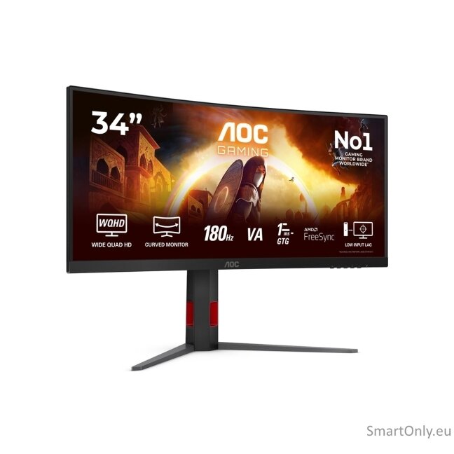 AOC | CU34G4 | 34 " | Fast VA | UWQHD | 21:9 | 180 Hz | 1 ms | 3440 x 1440 pixels | 300 cd/m² | HDMI ports quantity 2 | Black 69