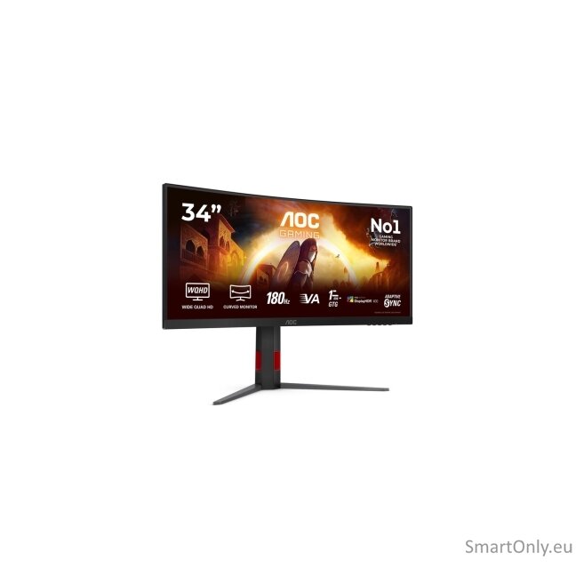AOC CU34G4CA | 34 " | Fast VA | WQHD | 21:9 | 180 Hz | 1 ms | 3440 x 1440 pixels | 450 cd/m² | HDMI ports quantity 2 | Black 20