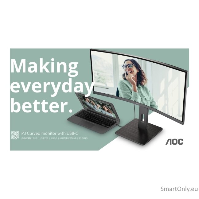 AOC | CU34P3CV | 34 " | VA | 21:9 | 100 Hz | 4 ms | 3440 x 1440 pixels | HDMI ports quantity 1 3 AOC | CU34P3CV | 34 " | VA | 21:9 | 100 Hz | 4 ms | 3440 x 1440 pixels | HDMI ports quantity 1 3