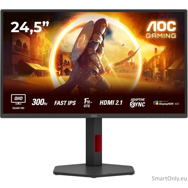 AOC | Q25G4SR | 24.5 " | Fast IPS | QHD | 16:9 | 300 Hz | 1 ms | 2560 x 1440 pixels | 400 cd/m² | HDMI ports quantity 2 | Black 1 AOC | Q25G4SR | 24.5 " | Fast IPS | QHD | 16:9 | 300 Hz | 1 ms | 2560 x 1440 pixels | 400 cd/m² | HDMI ports quantity 2 | Black 1