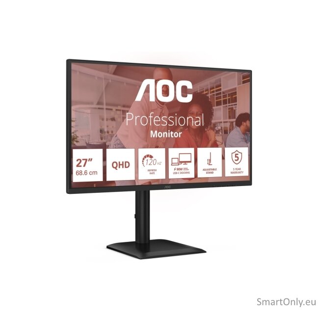 AOC | Q27E4CV | 27 " | IPS | QHD | 16:9 | 120 Hz | 4 ms | 2560 x 1440 pixels | 350 cd/m² | HDMI ports quantity 1 | Black 20 AOC | Q27E4CV | 27 " | IPS | QHD | 16:9 | 120 Hz | 4 ms | 2560 x 1440 pixels | 350 cd/m² | HDMI ports quantity 1 | Black 20