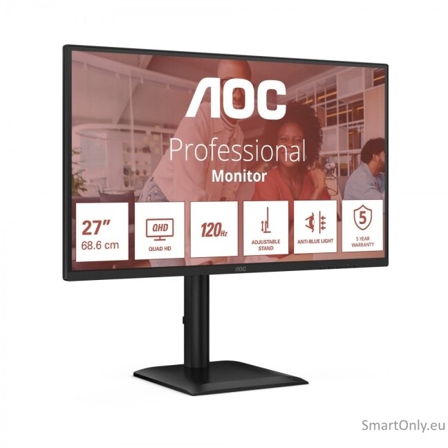 AOC | Q27E4CV | 27 " | IPS | QHD | 16:9 | 120 Hz | 4 ms | 2560 x 1440 pixels | 350 cd/m² | HDMI ports quantity 1 | Black