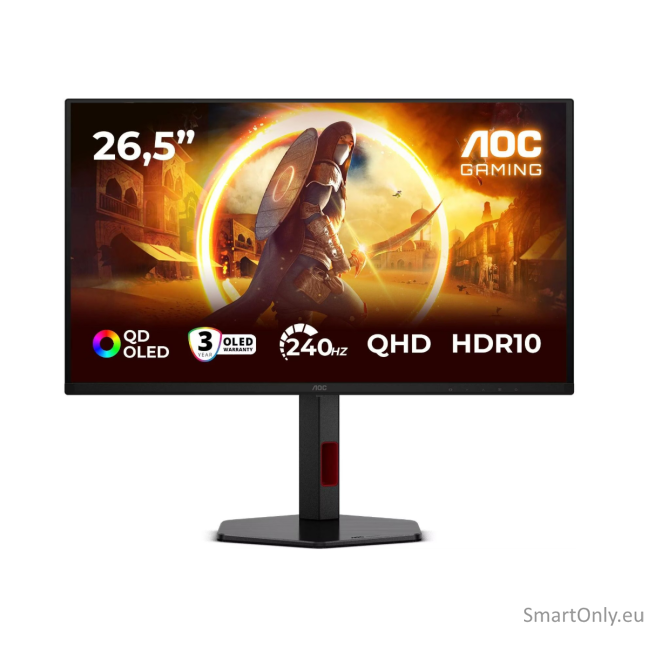 AOC | Q27G4ZDR | 27 " | QD-OLED | QHD | 16:9 | 240 Hz | 0.03 ms | 2560 x 1440 pixels | 400 cd/m² | HDMI ports quantity 2 | Black 1