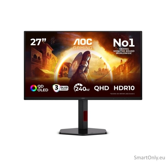 AOC | Q27G4ZDR | 27 " | QD-OLED | QHD | 16:9 | 240 Hz | 0.03 ms | 2560 x 1440 pixels | 400 cd/m² | HDMI ports quantity 2 | Black 39 AOC | Q27G4ZDR | 27 " | QD-OLED | QHD | 16:9 | 240 Hz | 0.03 ms | 2560 x 1440 pixels | 400 cd/m² | HDMI ports quantity 2 | Black 39