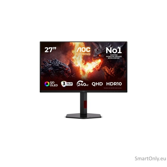 AOC | Q27G4ZDR | 27 " | QD-OLED | QHD | 16:9 | 240 Hz | 0.03 ms | 2560 x 1440 pixels | 400 cd/m² | HDMI ports quantity 2 | Black 81
