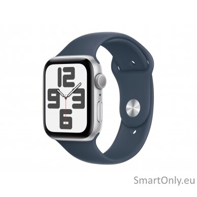 Apple Watch SE GPS 44mm Silver Aluminium Case with Storm Blue Sport Band - M/L Apple