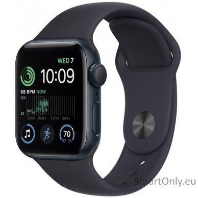 Apple Watch SE MNJT3EL/A 40mm, GPS (satellite), Retina LTPO OLED, Touchscreen, Heart rate monitor, Waterproof, Bluetooth, Wi-Fi, Midnight, Midnight