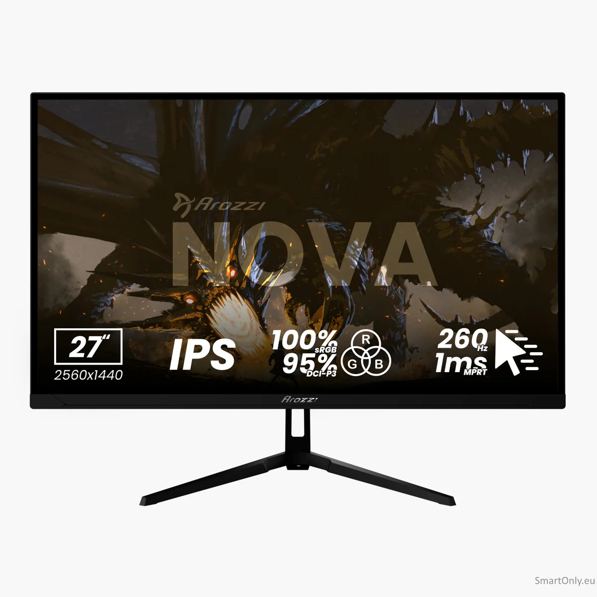 Arozzi Nova 27" IPS, 260Hz, Computer Monitor - Black 1