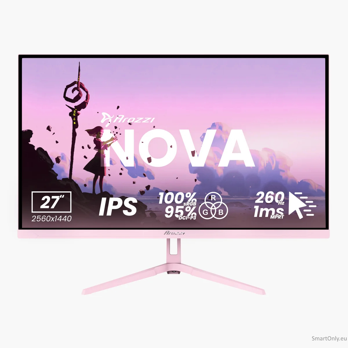 Arozzi Nova 27" IPS, 260Hz, Computer Monitor - Pink 1