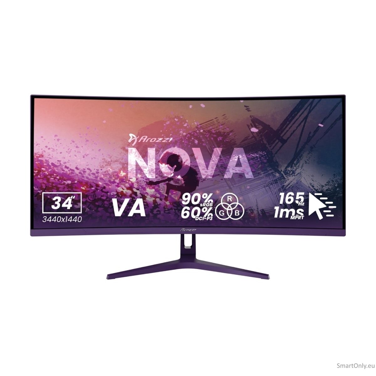 Arozzi | Nova | 34 " | VA | UWQHD | 21:9 | 165 Hz | 1 ms | 3440 x 1440 pixels | 350 cd/m² | HDMI ports quantity 2 | Purple 7 Arozzi | Nova | 34 " | VA | UWQHD | 21:9 | 165 Hz | 1 ms | 3440 x 1440 pixels | 350 cd/m² | HDMI ports quantity 2 | Purple 7