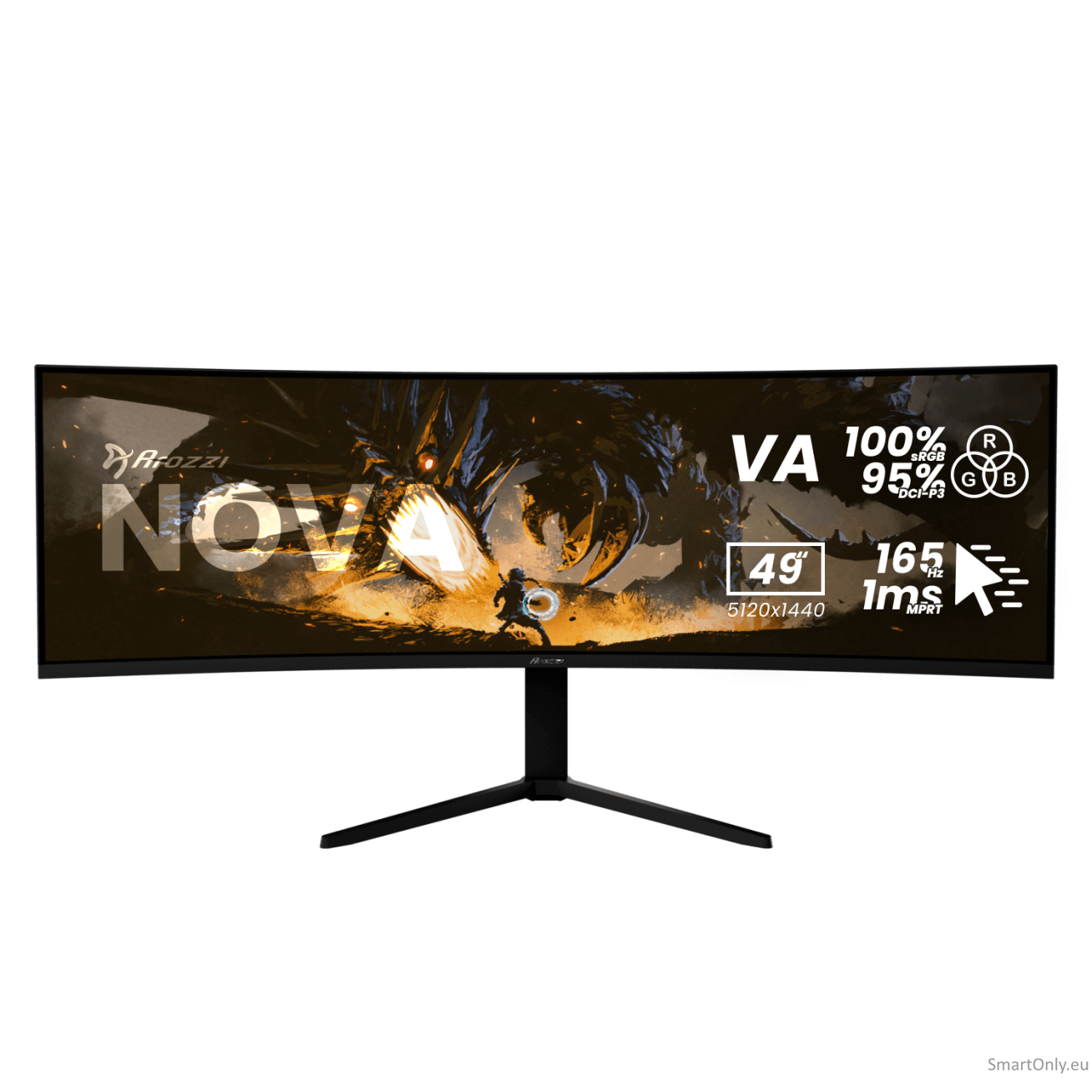 Arozzi | Nova | 49 " | VA | 32:9 | 165 Hz | 4 ms | 5120 x 1440 pixels | 350 cd/m² | HDMI ports quantity 2 | Black Arozzi | Nova | 49 " | VA | 32:9 | 165 Hz | 4 ms | 5120 x 1440 pixels | 350 cd/m² | HDMI ports quantity 2 | Black