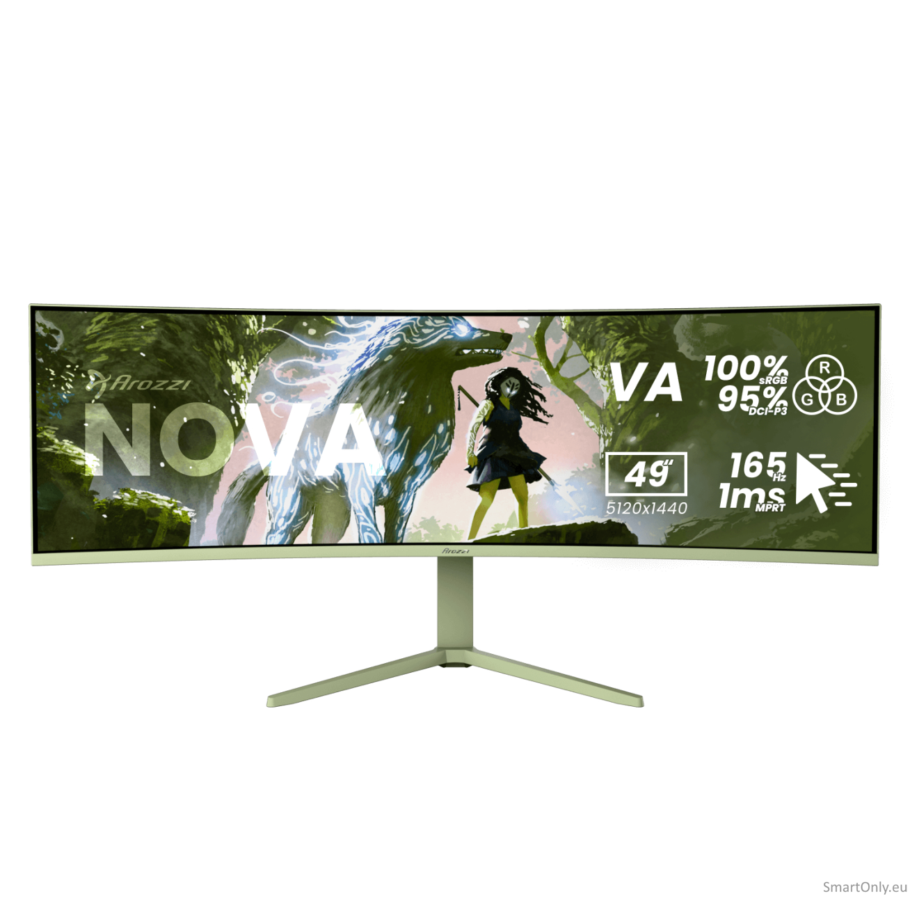 Arozzi | Nova | 49 " | VA | 32:9 | 165 Hz | 4 ms | 5120 x 1440 pixels | 350 cd/m² | HDMI ports quantity 2 | Forest Green 1