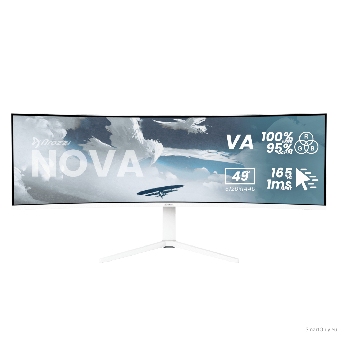 Arozzi | Nova | 49 " | VA | 32:9 | 165 Hz | 4 ms | 5120 x 1440 pixels | 350 cd/m² | HDMI ports quantity 2 | White 1