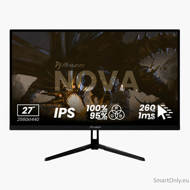 Arozzi Nova 27" IPS, 260Hz, Computer Monitor - Black 1