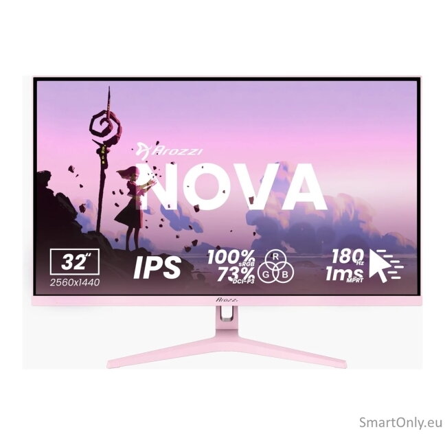 Arozzi | Nova | 32 " | IPS | QHD | 16:9 | 180 Hz | 1 ms | 2560 x 1440 pixels | 300 cd/m² | HDMI ports quantity 2 | Pink 15