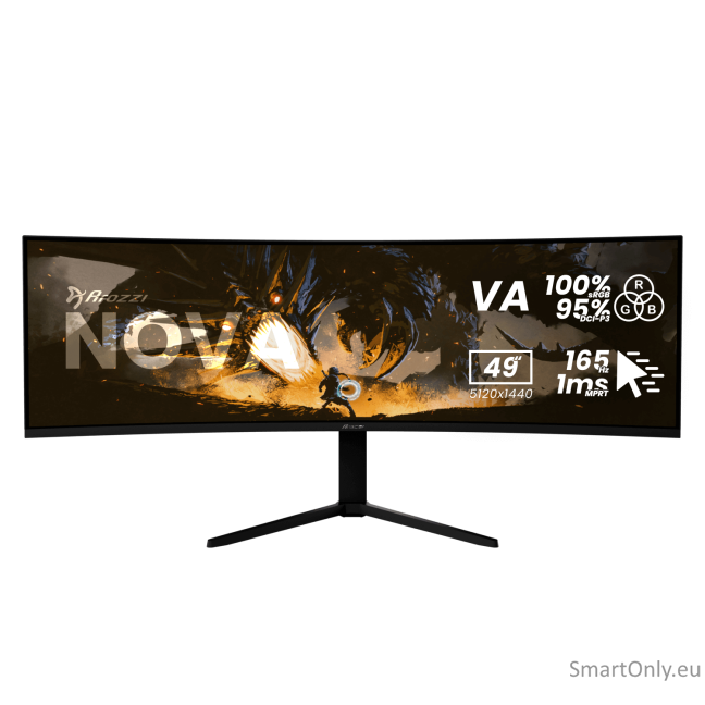 Arozzi | Nova | 49 " | VA | 32:9 | 165 Hz | 4 ms | 5120 x 1440 pixels | 350 cd/m² | HDMI ports quantity 2 | Black Arozzi | Nova | 49 " | VA | 32:9 | 165 Hz | 4 ms | 5120 x 1440 pixels | 350 cd/m² | HDMI ports quantity 2 | Black