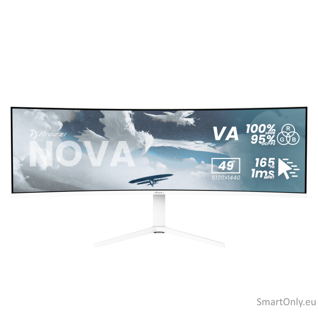 Arozzi | Nova | 49 " | VA | 32:9 | 165 Hz | 4 ms | 5120 x 1440 pixels | 350 cd/m² | HDMI ports quantity 2 | White 1 Arozzi | Nova | 49 " | VA | 32:9 | 165 Hz | 4 ms | 5120 x 1440 pixels | 350 cd/m² | HDMI ports quantity 2 | White 1