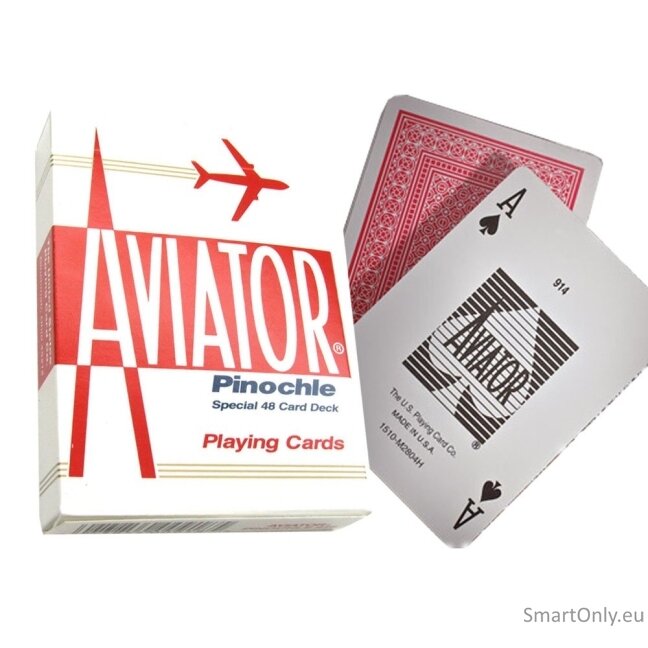 Aviator Pinochle Standard pokerio kortos (Raudonos) Aviator Pinochle Standard pokerio kortos (Raudonos)