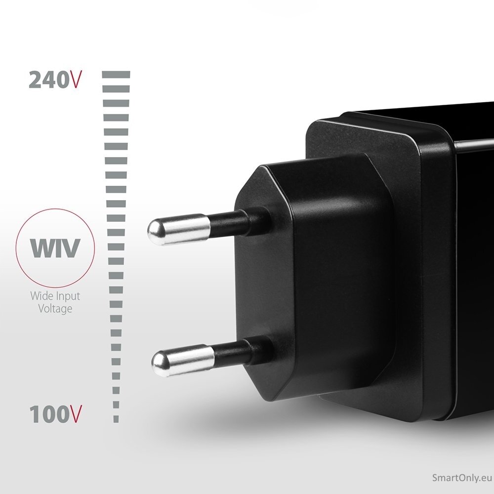 AXAGON ACU-QS24 QUICK and SMART Wall charger, 2x USB port QC3.0/AFC/FCP + 5V-1.2A, 24W 2