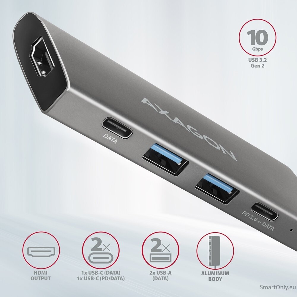 AXAGON Multi-port USB-C 10Gbps hub, 13cm | HMC-5G21 2