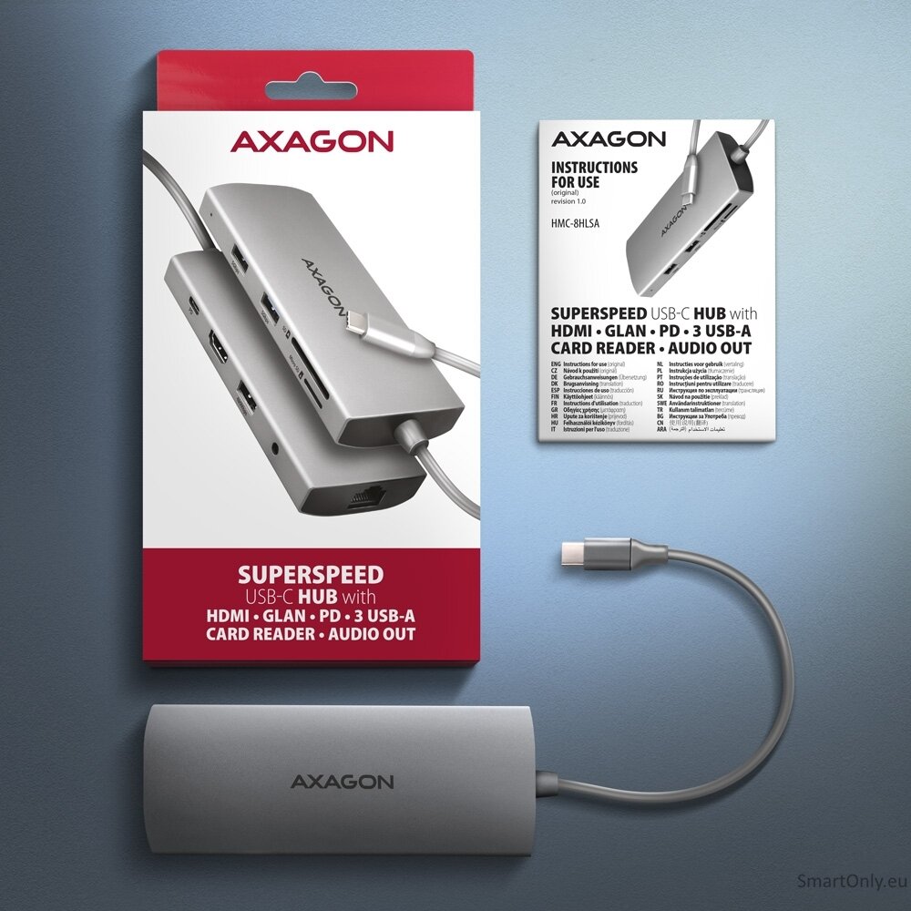 AXAGON Multi port USB-C 5Gbps hub | HMC-8HLSA 7
