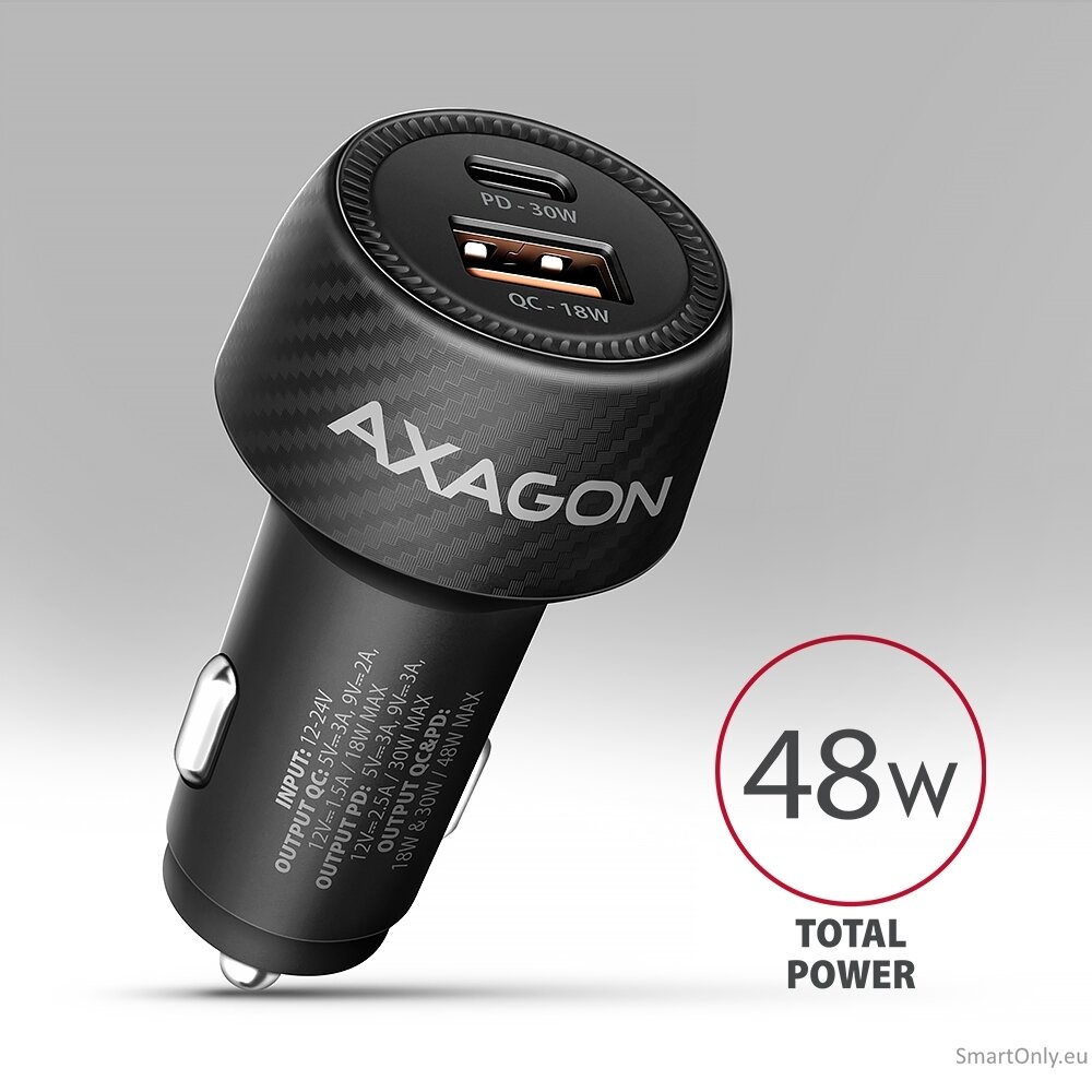 AXAGON PWC-PQ48 Car charger 48W, USB-A + USB-C, PD3.0/PPS/QC4+/SFC, Black 7 AXAGON PWC-PQ48 Car charger 48W, USB-A + USB-C, PD3.0/PPS/QC4+/SFC, Black 7