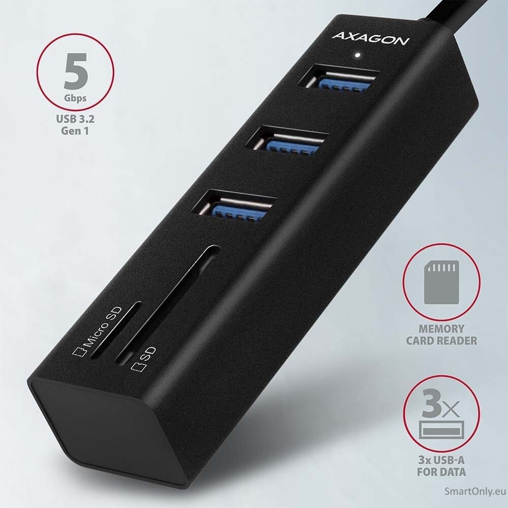 AXAGON SuperSpeed USB-A Hub and Card Reader | HMA-CR3A 1