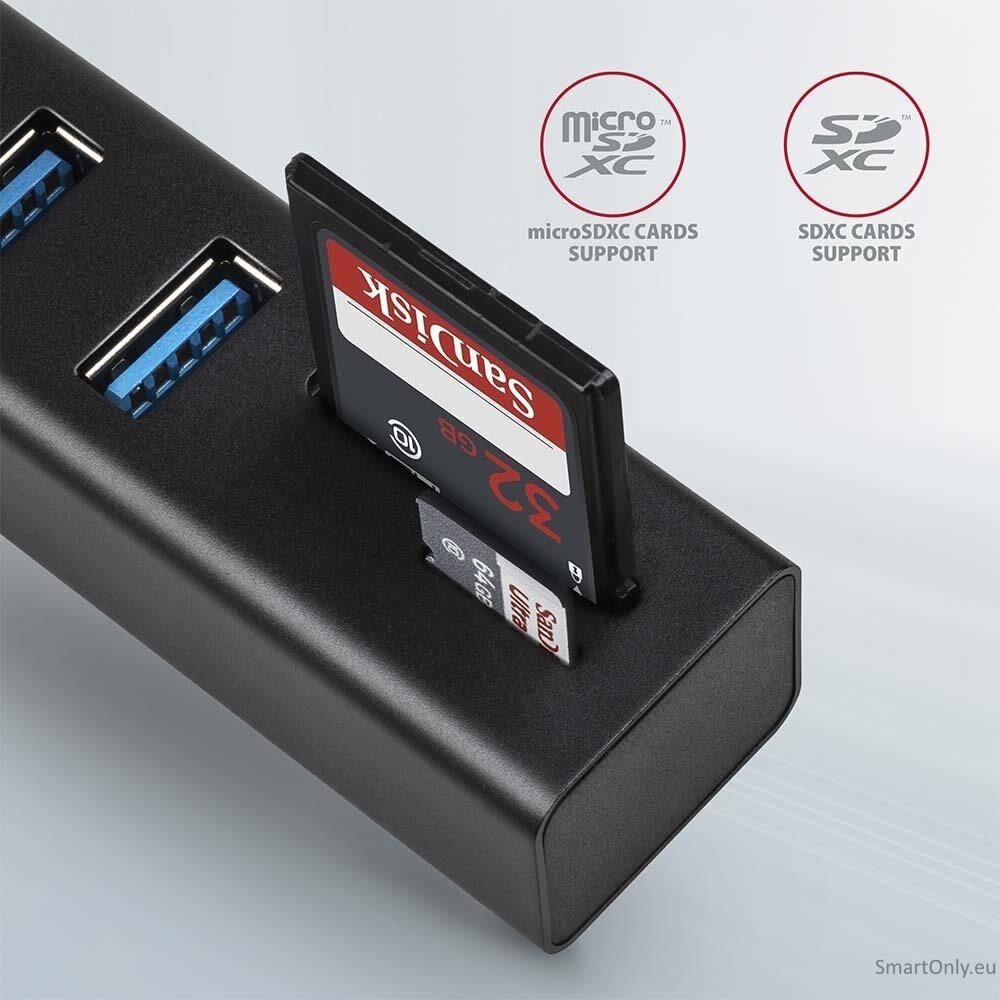 AXAGON SuperSpeed USB-A Hub and Card Reader | HMA-CR3A 2 AXAGON SuperSpeed USB-A Hub and Card Reader | HMA-CR3A 2