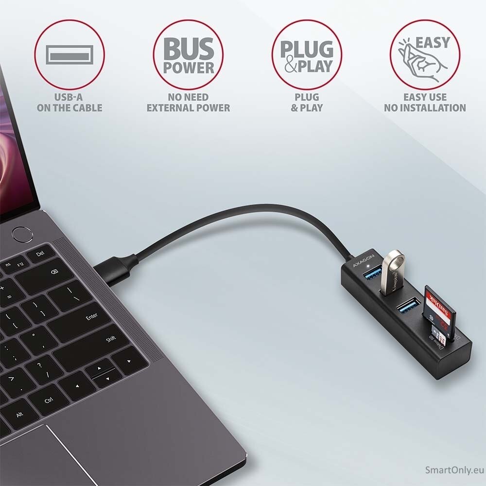 AXAGON SuperSpeed USB-A Hub and Card Reader | HMA-CR3A 3