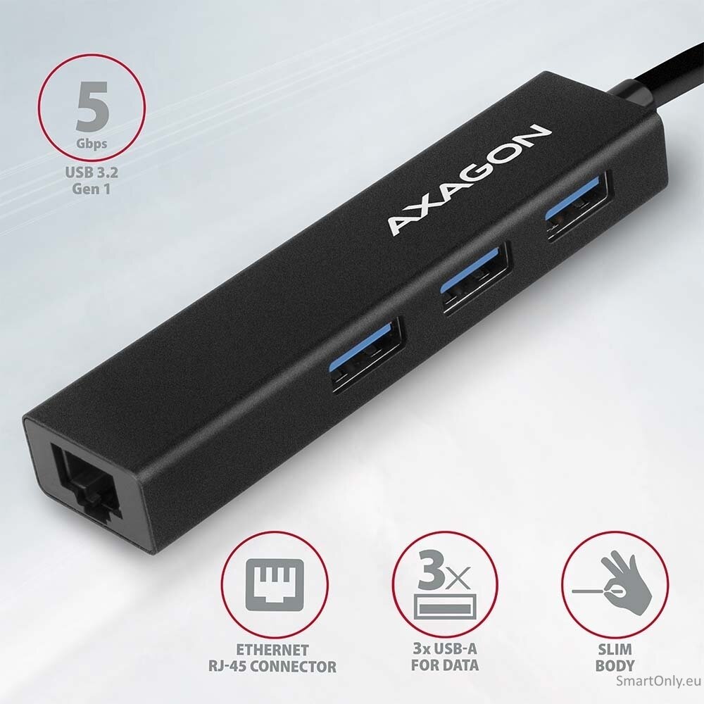 AXAGON SuperSpeed USB-A Hub and Gigabit LAN | HMA-GL3A 1 AXAGON SuperSpeed USB-A Hub and Gigabit LAN | HMA-GL3A 1