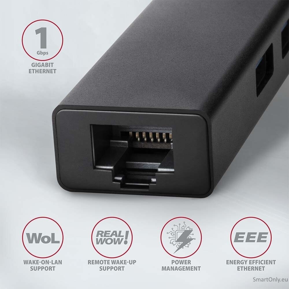 AXAGON SuperSpeed USB-A Hub and Gigabit LAN | HMA-GL3A 2 AXAGON SuperSpeed USB-A Hub and Gigabit LAN | HMA-GL3A 2