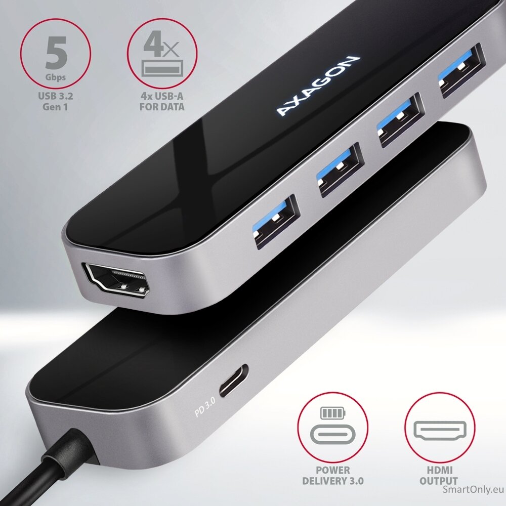 AXAGON SuperSpeed USB-C Combo 6in1 Hub | HMC-6H4A 1