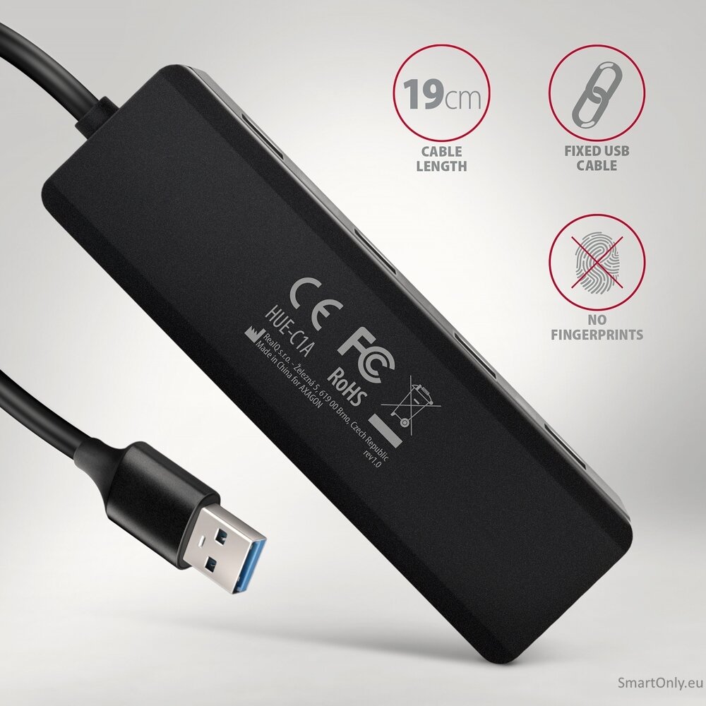 AXAGON Travel four-port USB-A 5Gbps hub | HUE-C1A 4