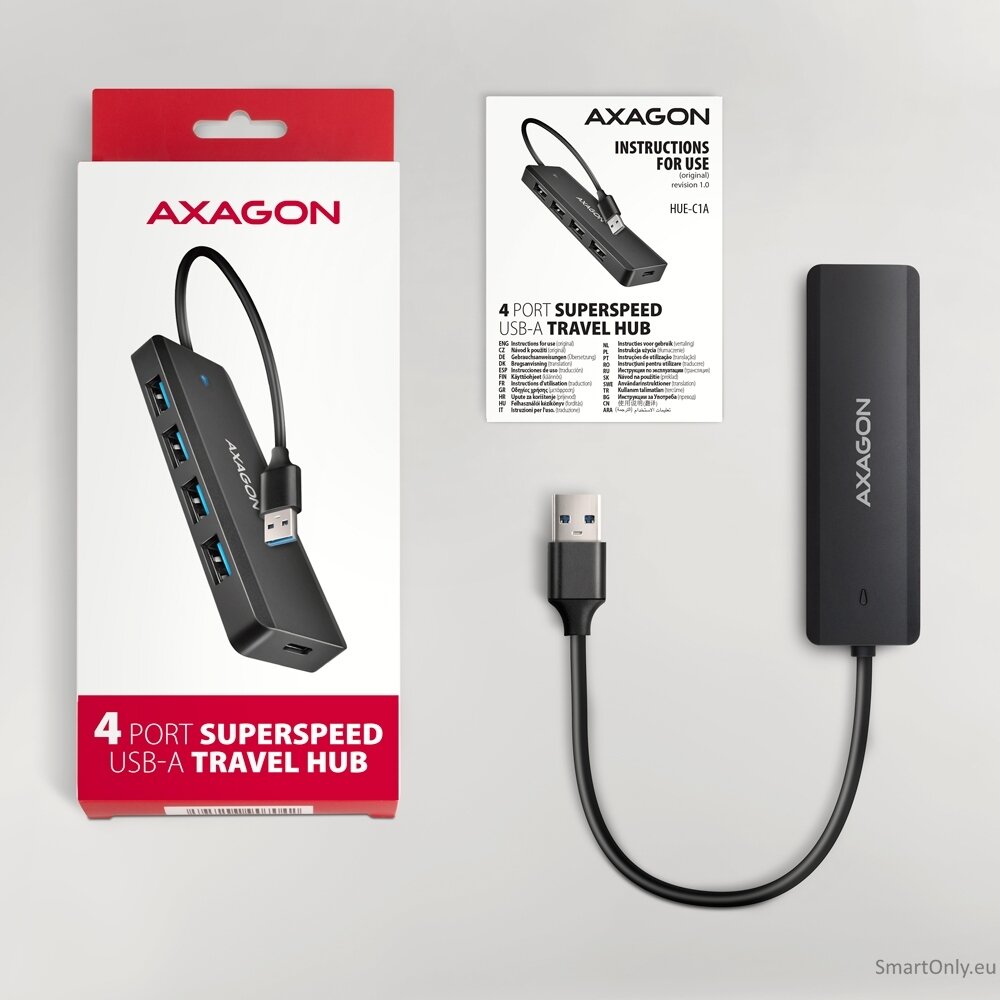 AXAGON Travel four-port USB-A 5Gbps hub | HUE-C1A 5 AXAGON Travel four-port USB-A 5Gbps hub | HUE-C1A 5